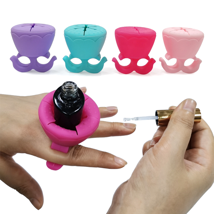 Wearable silicone nail art nail polish bottle holder