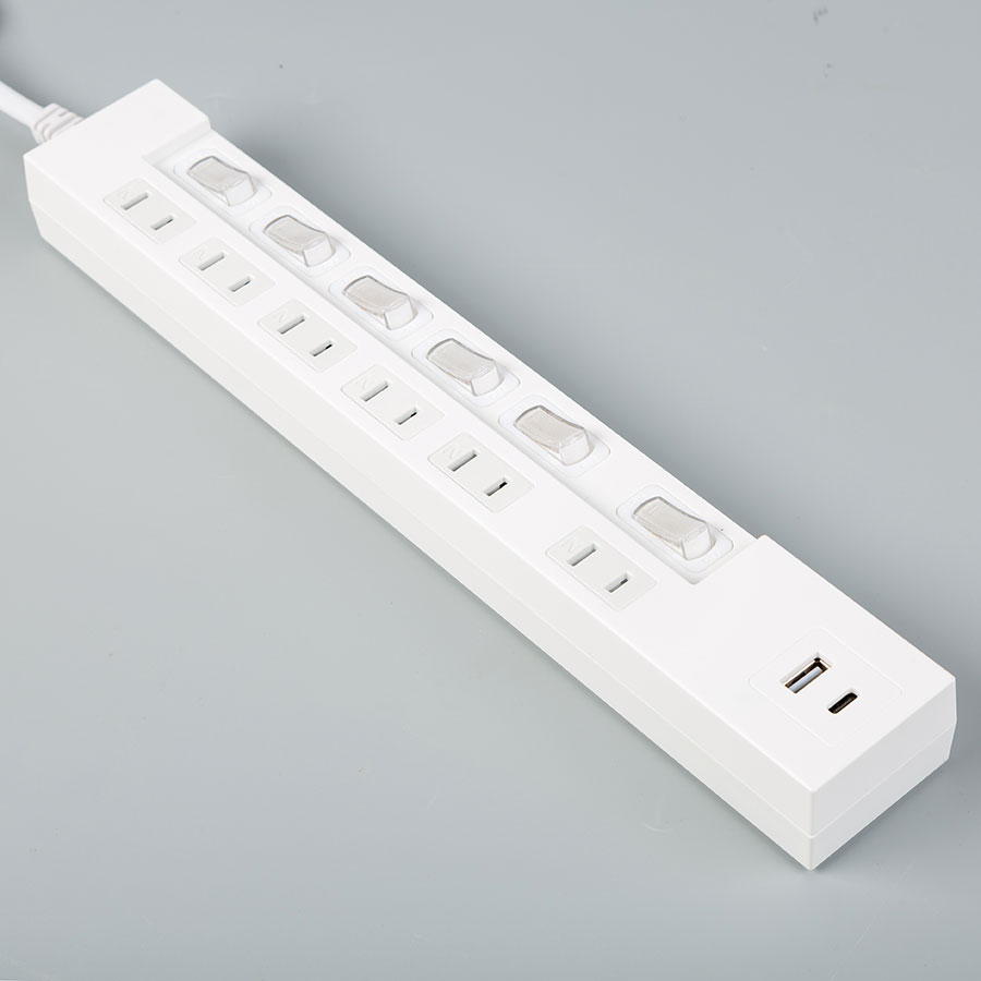 Power Strip Surge Protector 6 Outlets Individual on/off Switch with Flat Plug