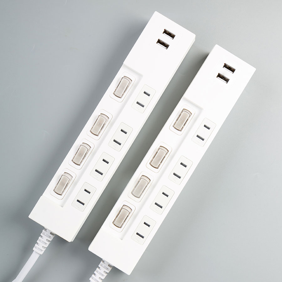 Heavy Duty Power Strip Surge Protector with Individual Switches 4 Outlets 2 USB