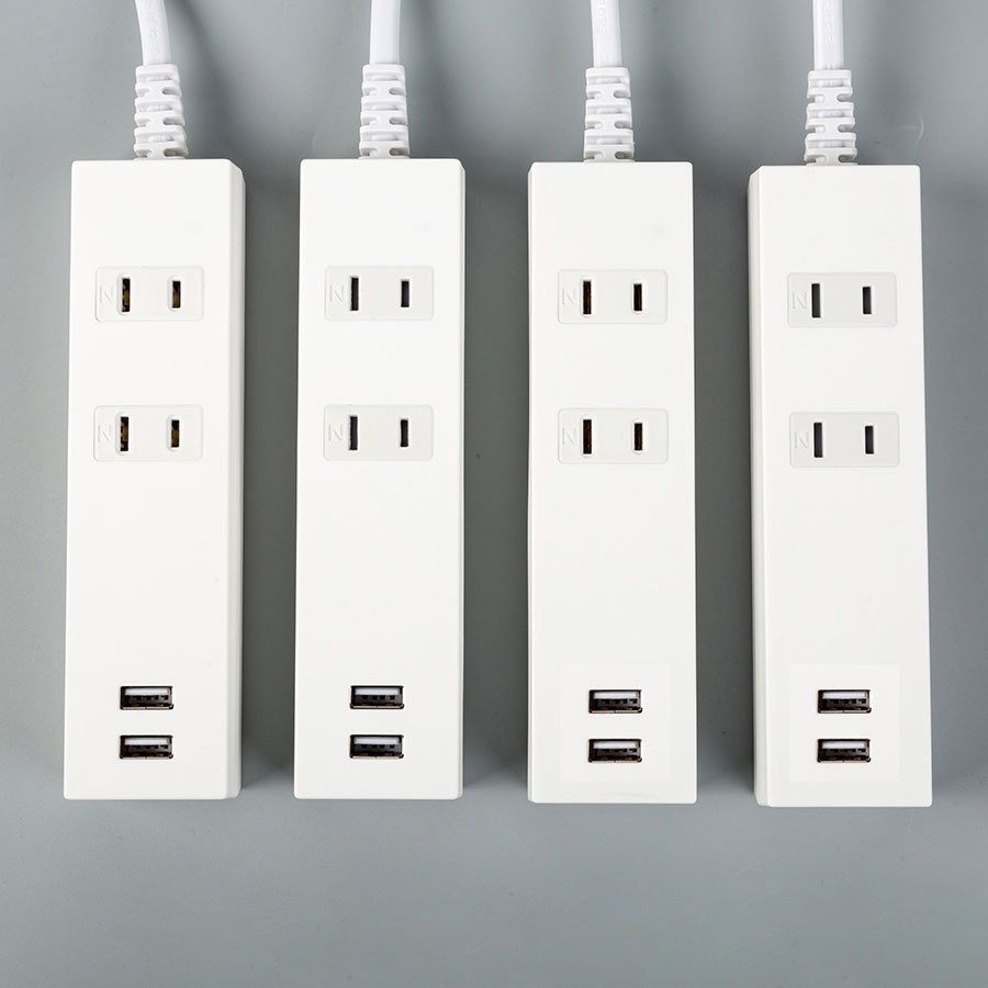 Two-outlet Portable Surge Protection Power Strip with USB