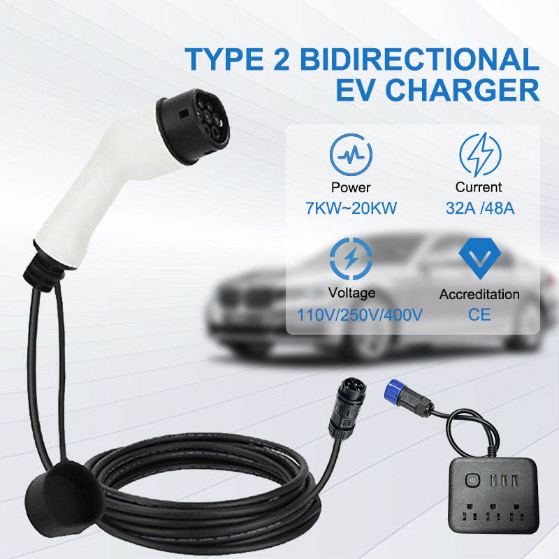 Portable EV Electrical Car Vehicle Charger AC Mode 2 Level 2 Type 2 with V2L Cable