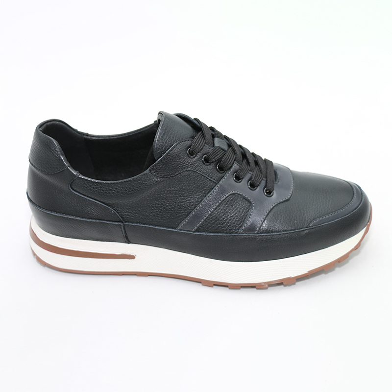Men’s Black Sneaker Leather lace-up footwear