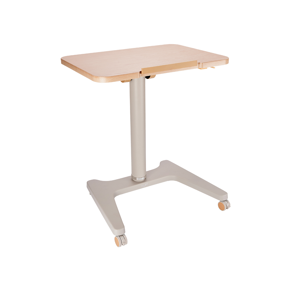Pneumatic foldable adjustable desk--Single column