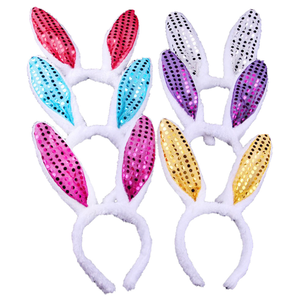 Easter Ear Headbands Costume Sequin Cute Rabbits Ears Hairbands for Girls Easter Party 