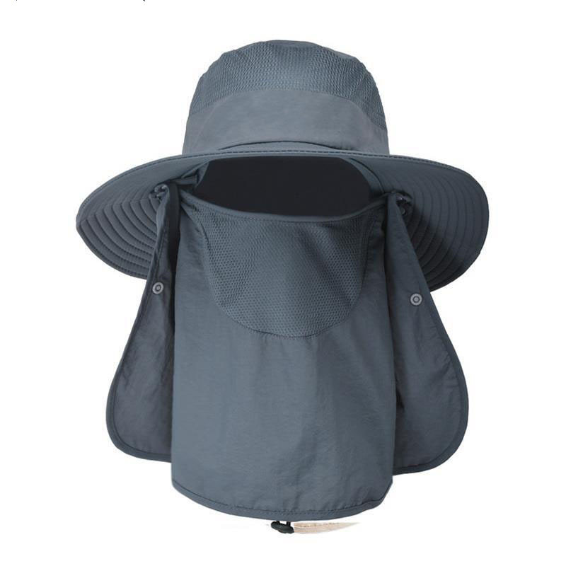 Outdoor Wide Brim Fishing Hat Face Neck Flap for Hiking & Garden