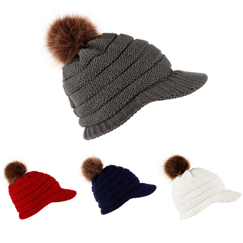 Winter Hats with Visor Warm Ski Hat Knitted Hat Women