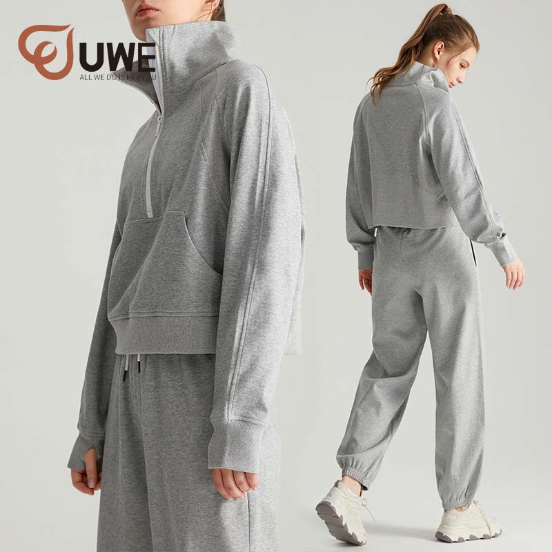 Hoodie Sweatsuit Half Zipper Jackets With Pockets And Joggers 