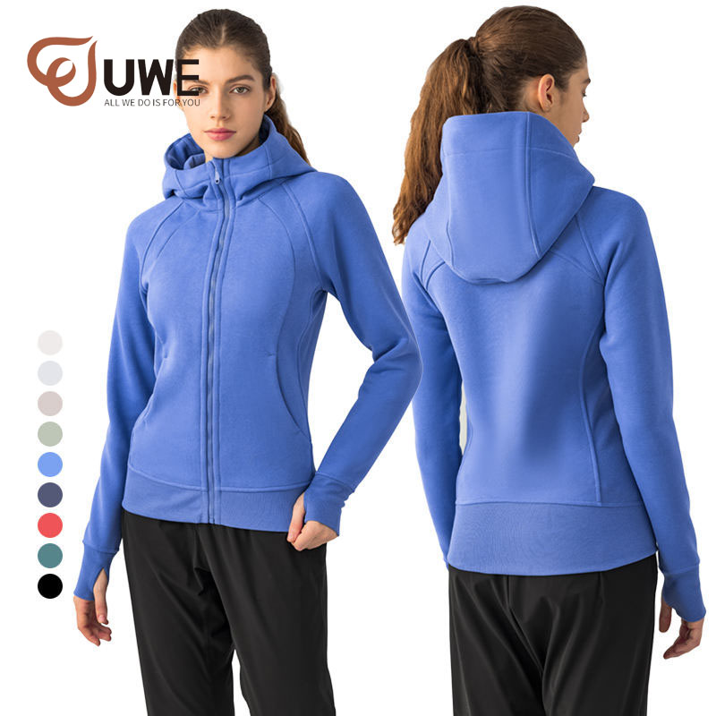Yoga Hoodies Fleece Warm Full Zipper Sports Jacket