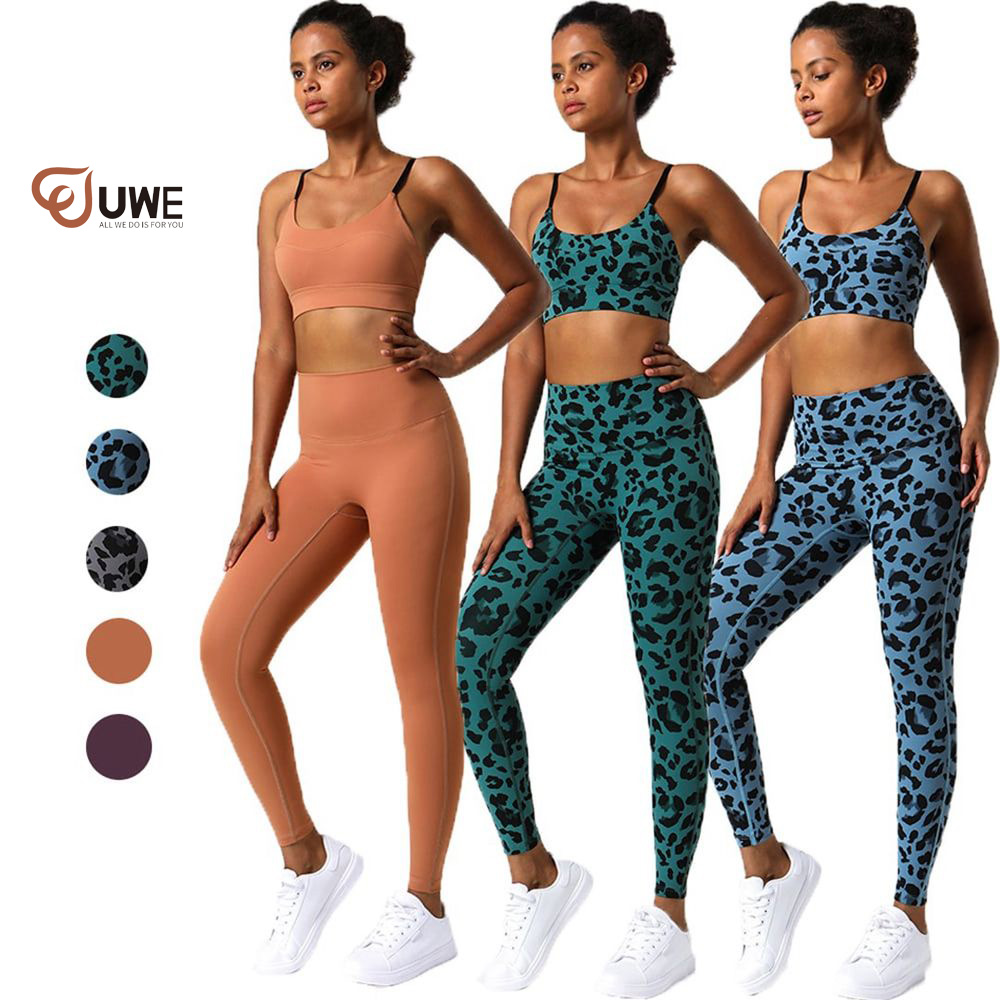 Yoga Set Leopard Print Athletic Seamless Fitness Recycled Yoga Suit