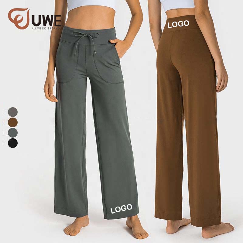 Yoga Pants Drawstring Design Flared Pants With Pocket