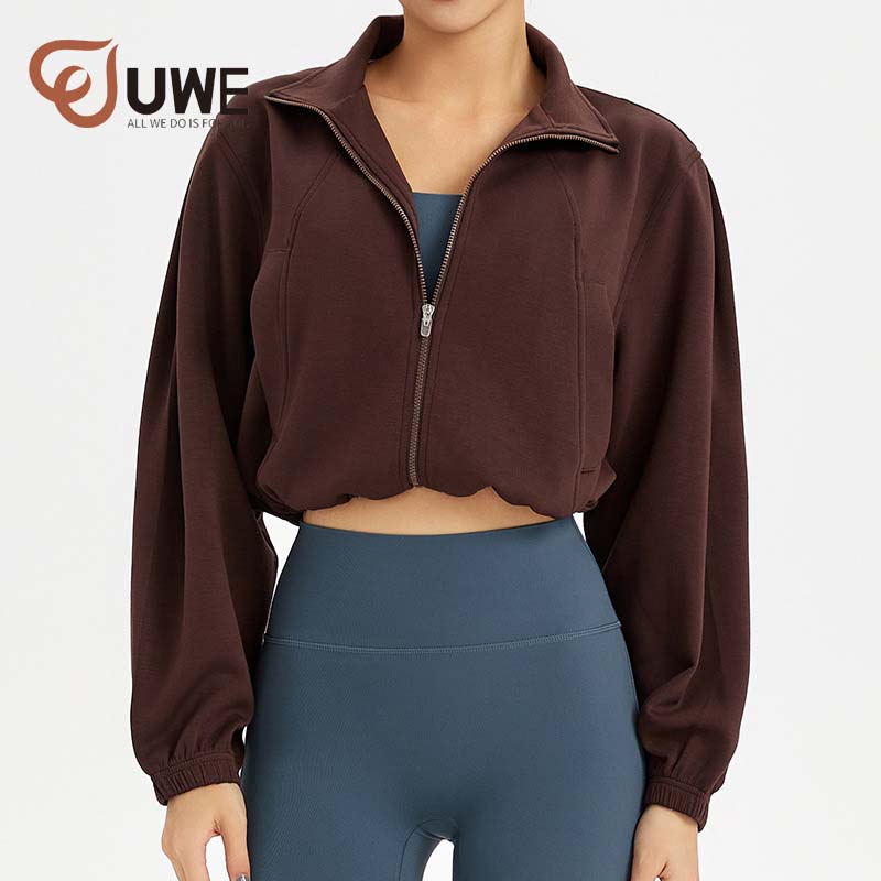 Yoga Jacket Casual Sweatshirt Hoodies Full Zipper Long Sleeve Tops