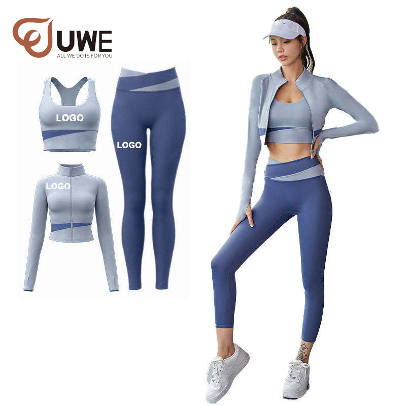 yoga 3 piece set plus size running nude workout fitness gym suit