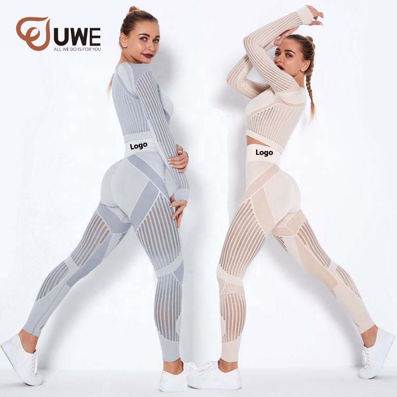 Mesh Yoga Set Sports Long Sleeve And Pants Active Wear Workout Suit