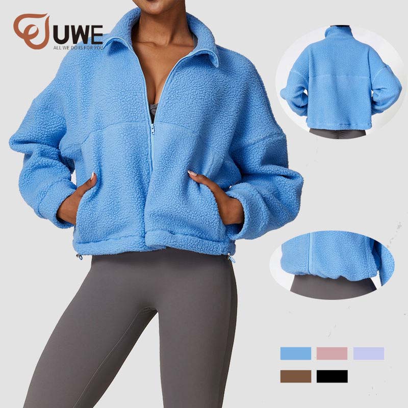 Yoga Jackets lambswool Stand Collar Gym Casual Top