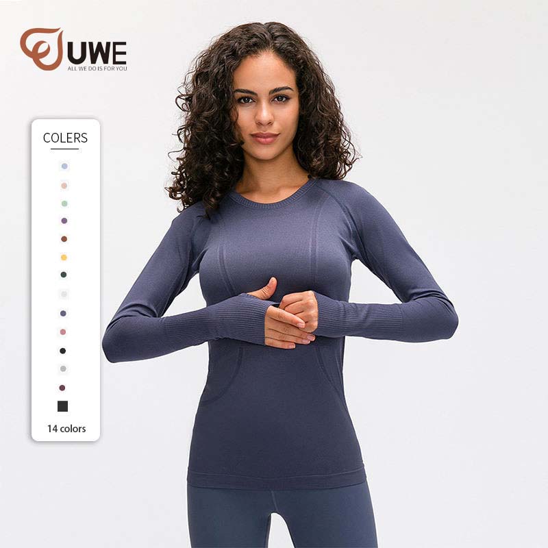 Yoga Top With Thumb Holes Long Sleeve Sports T-shirt Workout Wear