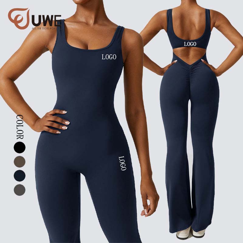 Yoga Jumpsuit High Quality Hollow Back Flared Pants